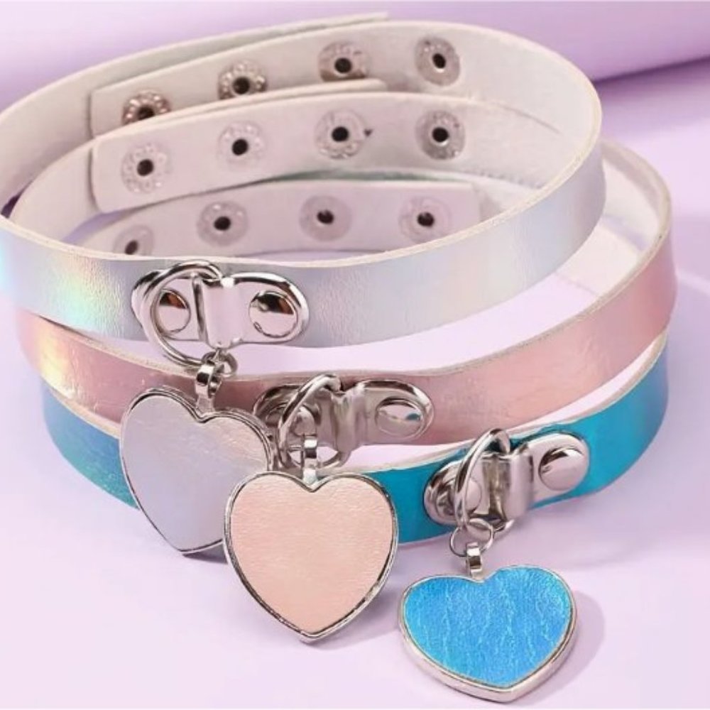 Fluorescent Reflective Heart Collars